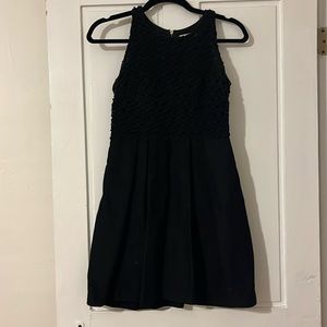 LOFT Black Crochet Zipper Dress, 00P